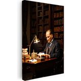 Kanvas Tablo Atatürk Kütüphane Kitap Okuma Atatürk Tablosu Ev Ofis Duvar Dekoru - 70 x 100