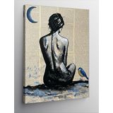 Kanvas Tablo Ayışığında Kadın Ve Kuş, 100 x 140