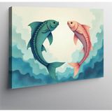 Kanvas Tablo Balık Burcu İllüstrasyonu 50cmx70cm