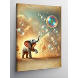 Kanvas Tablo Baloncuklarla Oynayan Fil, 50 x 70 CNVSDKEY137231