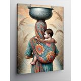 Kanvas Tablo Bebek Taşıyan Kadın ve Kültürel Kıyafetler, 50 x 70