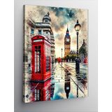 Kanvas Tablo Big Ben Ve Telefon Kulübesi, 70 x 100 CNVSDKEY139158