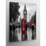 Kanvas Tablo Big Ben Ve Telefon Kulübesi, 70 x 100 CNVSDKEY140844