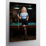 Kanvas Tablo Bilardo Masası ve Kadın
