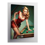 Kanvas Tablo Bilardo Masası Ve Kız