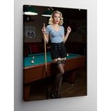Kanvas Tablo Bilardo Masasında Kadın, 70 x 100 CNVSDKEY139602