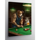 Kanvas Tablo Bilardo Masasında Köpekler