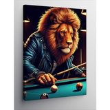 Kanvas Tablo Bilardo Oynayan Aslan
