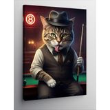 Kanvas Tablo Bilardo Oynayan Kedi
