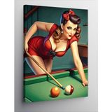 Kanvas Tablo Bilardo Oynayan Pin Kızı