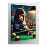 Kanvas Tablo Bilardo Oynayan Retro Maymun