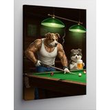 Kanvas Tablo Bilardo ve Güçlü Hayvanlar, 100 x 140