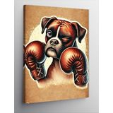 Kanvas Tablo Boks Eldiveni Takan Sevimli Köpek, 100 x 140