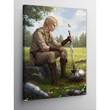 Kanvas Tablo Çayırda Savaşçı, 100 x 140