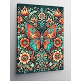 Kanvas Tablo Çiçek ve Kelebek Deseni, 70 x 100 CNVSDKEY137842