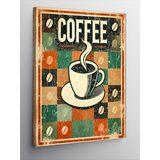 Kanvas Tablo "Coffee" ve Retro Kahve Posteri, 100 x 140