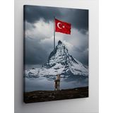 Kanvas Tablo Dağ ve Türk Bayrağı, 50 x 70