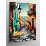 Kanvas Tablo Dar Taş Sokakları, 100 x 140
