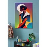 Kanvas Tablo Dikey Tekli Ev Kafe Ofis Soyut Geometrik Tarzda Kadın Portre Tasviri 2547