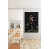 Kanvas Tablo Dikey Tekli Spor Salonu Fitness Eğitimi Egzersiz Güç Antrenmanı Yapan Kadın 2237