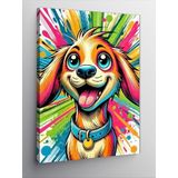 Kanvas Tablo Eğlenceli Renkli Köpek Yüzü, 50 x 70