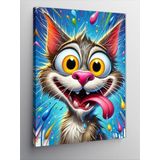 Kanvas Tablo Eğlenceli Yüzlü Kedi, 100 x 140
