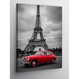 Kanvas Tablo Eiffel Kulesi Ve Klasik Araba, 100 x 140 CNVSDKEY140429