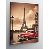 Kanvas Tablo Eiffel Kulesi Ve Klasik Araba, 70 x 100 CNVSDKEY140784