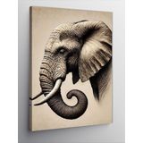 Kanvas Tablo Gerçekçi Fil Portresi, 50 x 70 CNVSDKEY140188