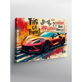 Kanvas Tablo Grafitili Kırmızı Spor Araba 100cmx140cm