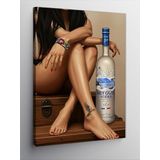 Kanvas Tablo Kadın Ve Vodka Şişesi, 100 x 140