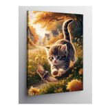 Kanvas Tablo Kelebek Ve Kedi