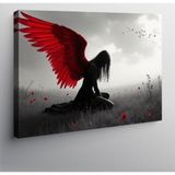 Kanvas Tablo Kırmızı Kanatlı Melek Figürü 100cmx140cm