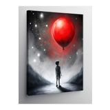 Kanvas Tablo Kırmızı Uçan Balon Ve Çocuk