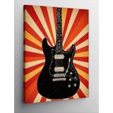 Kanvas Tablo Kırmızı ve Siyah Gitar, 70 x 100