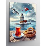 Kanvas Tablo Kız Kulesi Ve Çay Bardağı, 100 x 140 CNVSDKEY141012