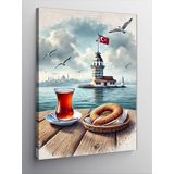 Kanvas Tablo Kız Kulesi Ve Çay Bardağı, 70 x 100 CNVSDKEY141000