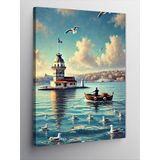Kanvas Tablo Kız Kulesi Ve Deniz, 100 x 140