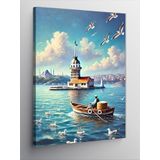 Kanvas Tablo Kız Kulesi Ve Sandal, 100 x 140