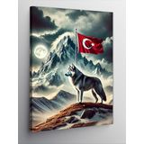 Kanvas Tablo Kurt Ve Türk Bayrağı, 100 x 140 CNVSDKEY138989