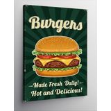 Kanvas Tablo Lezzetli Burger ve Retro Poster, 50 x 70