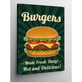 Kanvas Tablo Lezzetli Burger ve Retro Poster