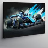 Kanvas Tablo Mavi Formula 1 Araba Aksiyonu 100cmx140cm