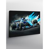 Kanvas Tablo Mavi Formula 1 Araba Aksiyonu 70cmx100cm
