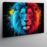 Kanvas Tablo Mavi Ve Turuncu Aslan