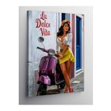 Kanvas Tablo Mor Scooter Ve Sarı Etekli Kadın