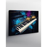 Kanvas Tablo Neon Işıklı Piyano 70cmx100cm