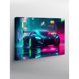 Kanvas Tablo Neon Işıklı Spor Araba 50cmx70cm