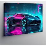 Kanvas Tablo Neon Spor Araba 50cmx70cm