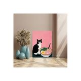 Kanvas Tablo Noodle ve Kedi Görseli Sevimli Kanvas Tablo Ev Hediyesi Ev Dekorasyonu